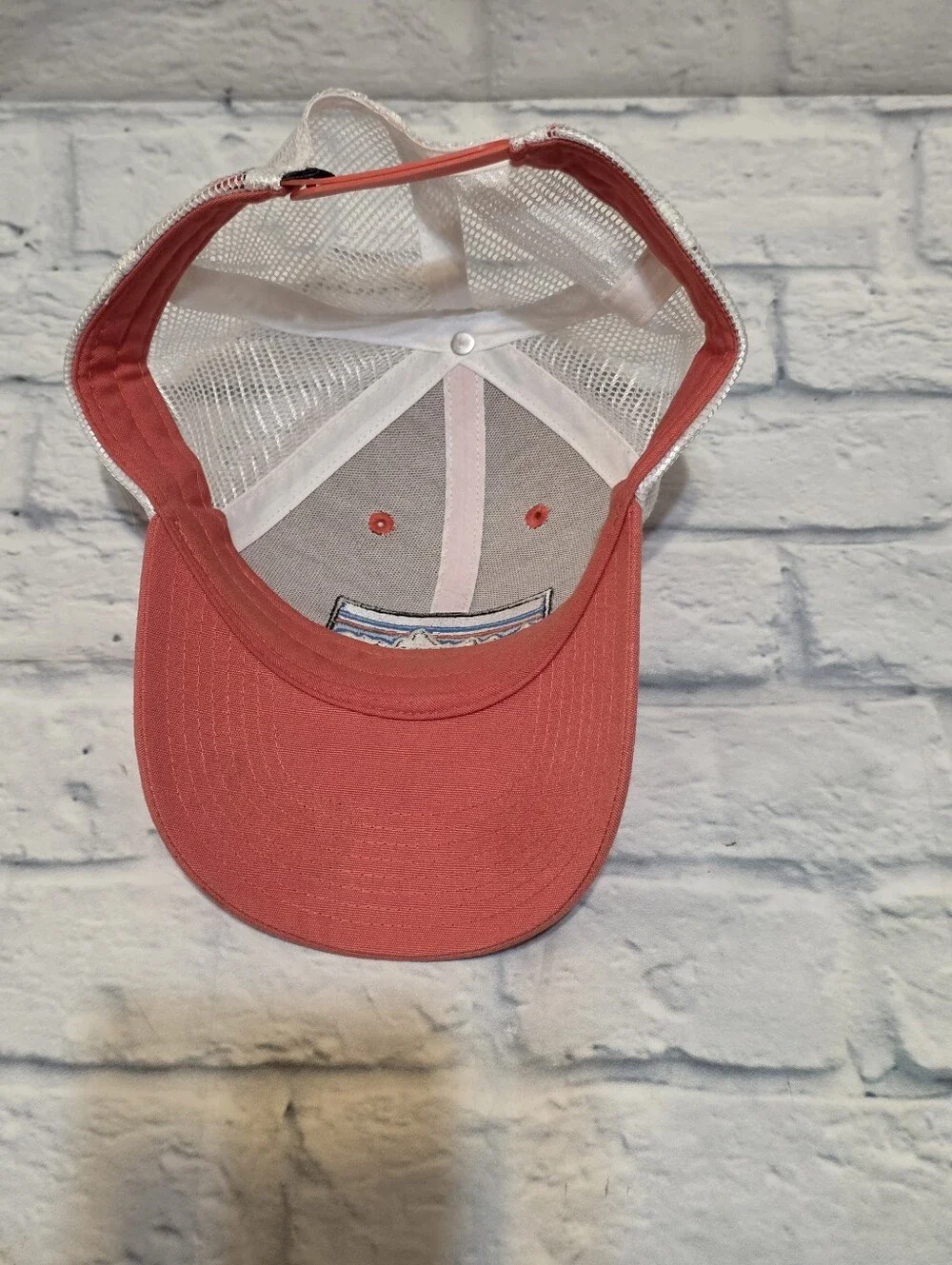 Patagonia Coral-Pink Trucker Hat with White Mesh